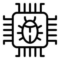 Processor bug icon outline data network vector