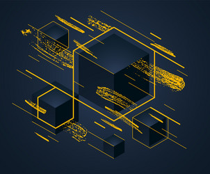 abstract design with cluster black 3d cubes vector image
