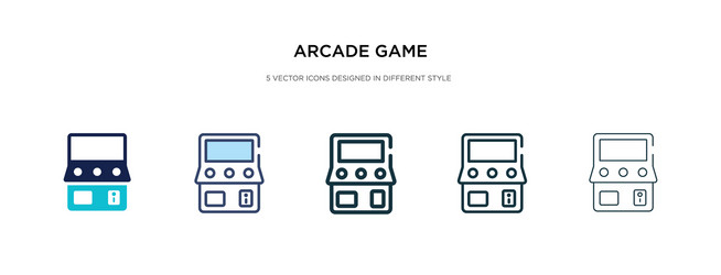 arcade game icon in different style two colored vector