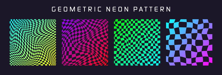 groovy checkered pattern colorful distorted tiled vector image