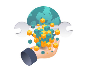 managing global business with blockchain vector image