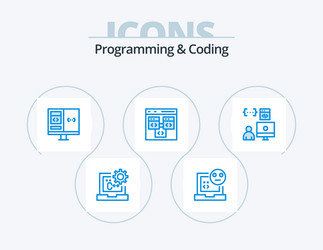 programming and coding blue icon pack 5 vector image