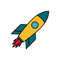 rocket flying in space spaceship launch vector image