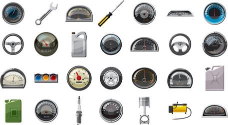 Car parts icon set cartoon style vector