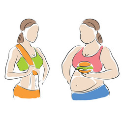 Fat and slim woman figure vector