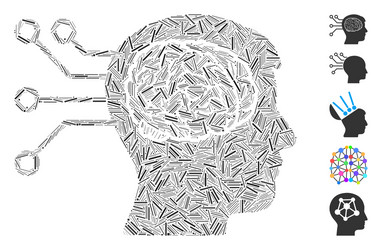 Hatch brain computer connection icon vector
