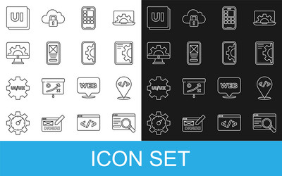 Set line ui or ux design front end development vector