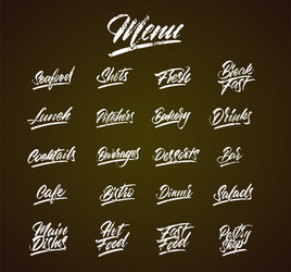 chalk lettering menu on black chalkboard ka idea vector