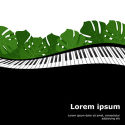 Piano keyboard with monstera leaves frame vector