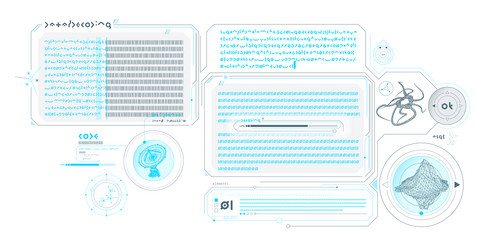 sci-fi interface of data decoding program vector image