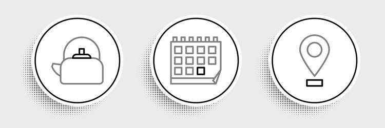 set line location kettle with handle and calendar vector image