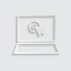 click icon laptop computer notebook and cursor vector image