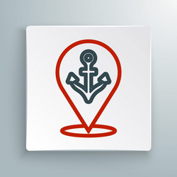 line map pointer with anchor icon isolated vector image