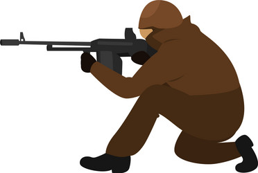 man with a machine gun on white background vector