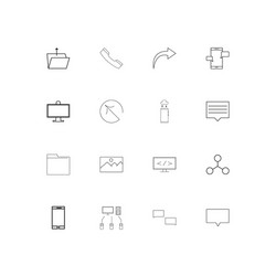 network and database simple linear icons set vector image