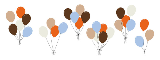 bundle of colorful balloons with strings floating vector image