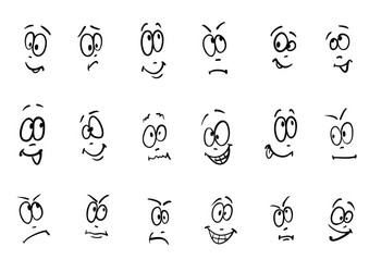 Cartoon face expressions, vector