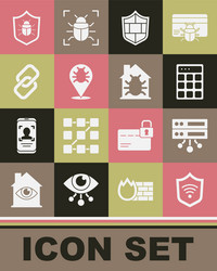 set shield with wifi wireless server data web vector image
