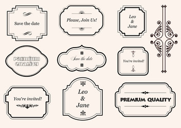 Calligraphic elements and frame vintage set Vector Image