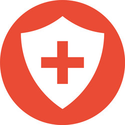 cross on a shield within circle icon vector image