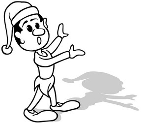 drawing of a surprised dwarf with raised hands vector image