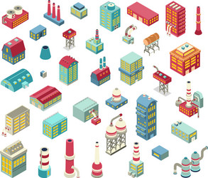 Factory isometric objects set vector