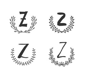 hand drawn set monogram objects for design use vector image