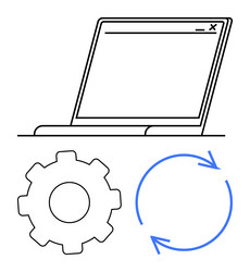 minimalistic computer screen gear and circular vector image