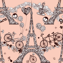 Parisian Bicycle Pattern vector image