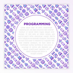 programming concept with thin line icons vector image