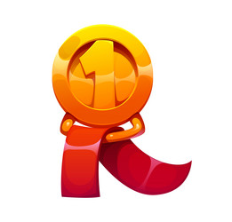 racing competition font first place medal letter r Vector Image