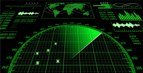 Radar screen with futuristic user interface hud vector