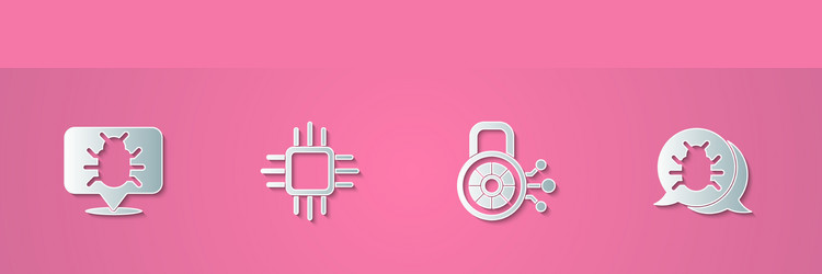 set paper cut system bug processor vector image
