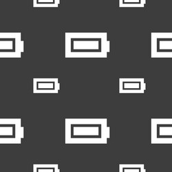 Battery fully charged icon sign seamless pattern vector