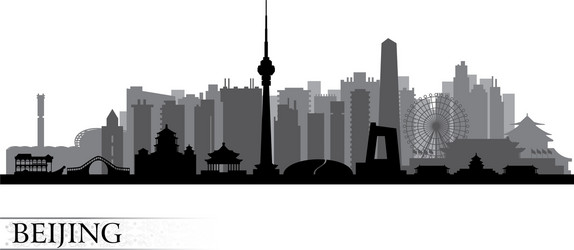 Beijing Skyline Silhouette Vector Image