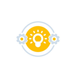 Idea icon with light bulb and gears vector