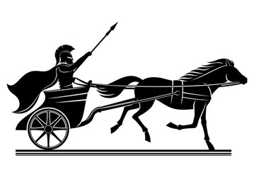 Ancient Warrior on Chariot Vector Image
