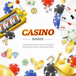 Casino concept banner card with realistic 3d vector