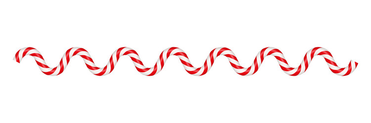 christmas candy cane wave line with red and white vector