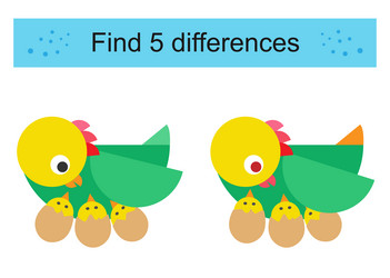 find 5 differences logic puzzle game for kids vector image