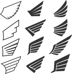 Heraldic Wing Symbol Set Vector Image