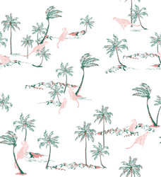 Leopard with palm tree seamless pattern vector