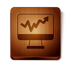 brown computer monitor with graph chart icon vector image