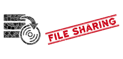database backup mosaic and distress file sharing vector image