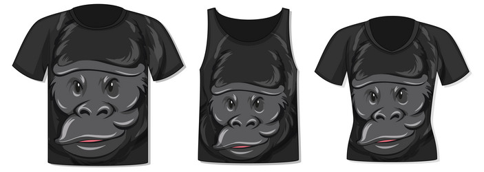 different types of tops with gorilla pattern vector image