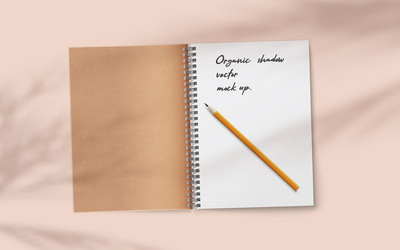 Open realistic notebook with pencil on abstract vector