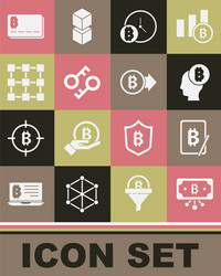 set bitcoin with circuit mining from vector image