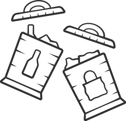 trash sorting bins linear icon vector image