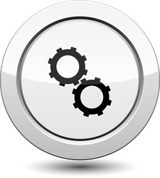 button with gear icon vector