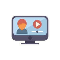 computer showing video player with man on screen vector image